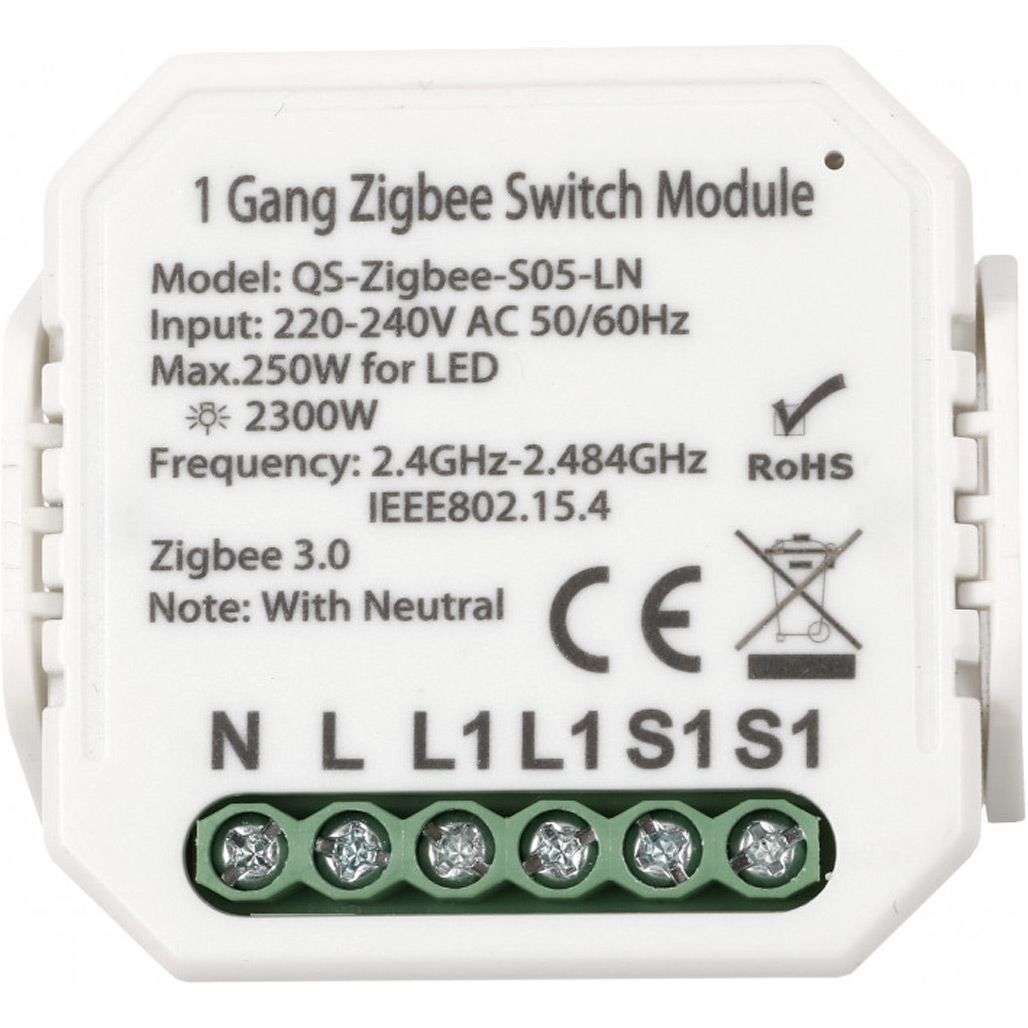

Розумне реле Tuya Zigbee 1 з нульовою лінією (QS-Zigbee-S05-LN)
