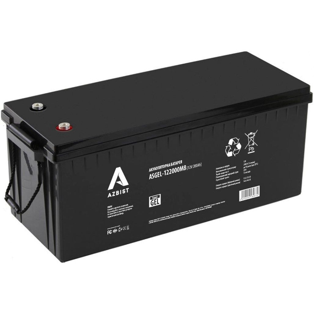 

Аккумулятор Azbist GEL 12V (12.8V/200Ah/2400Wh) (ASGEL-122000M8)