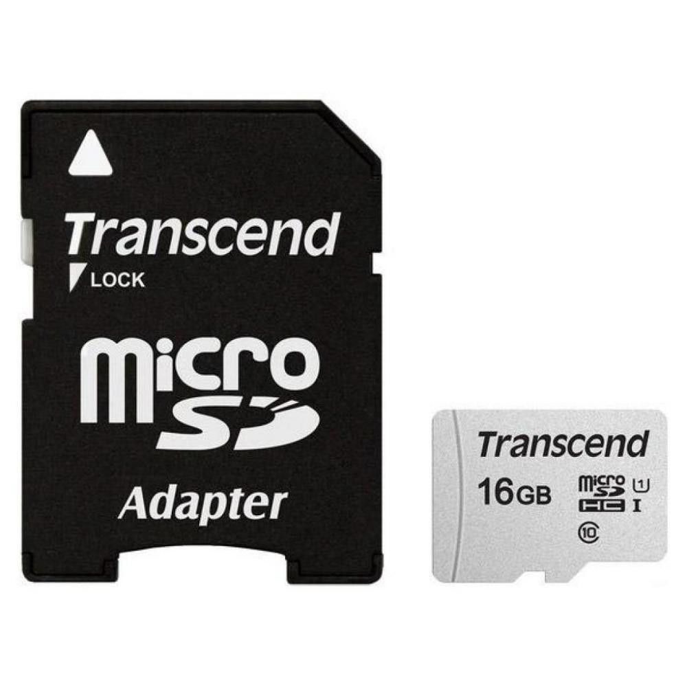 

Карта пам'яті Transcend microSDHC 300S 16 GB UHS-I + SD Adapter (TS16GUSD300S-A)