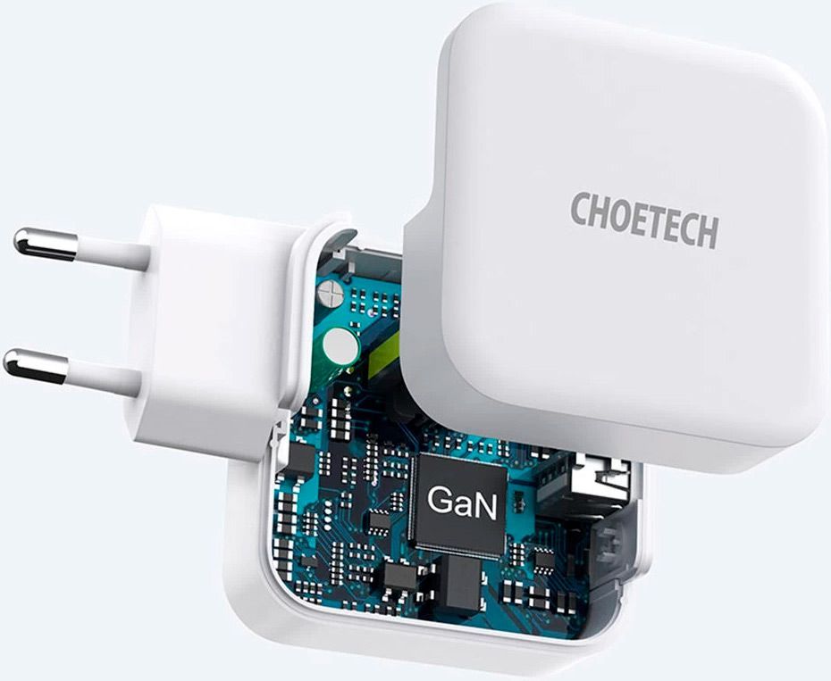 Мережевий зарядний пристрій Choetech PD 65W GaN Mini Fast Charger White (PD8002-EU-WH)