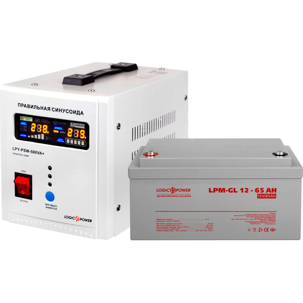 

Джерело безперебійного живлення (ДБЖ) LogicPower 500VA + АКБ LPM GL 12V - 65Ah (9831)