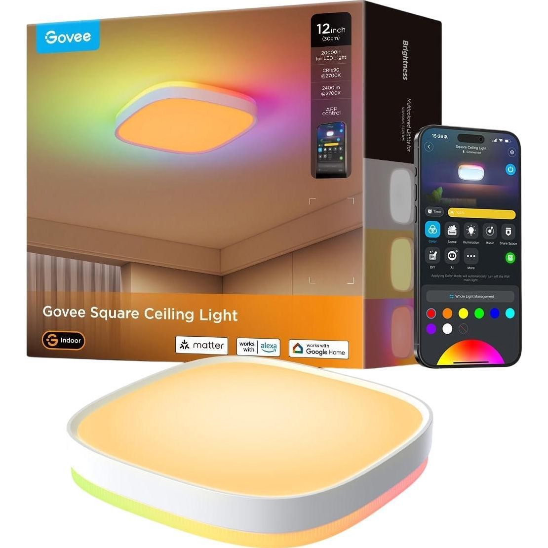 

Потолочный светильник Govee 30cm H60A4 RGBWW + RGBIC Smart Ceiling Light (H80A4C01)