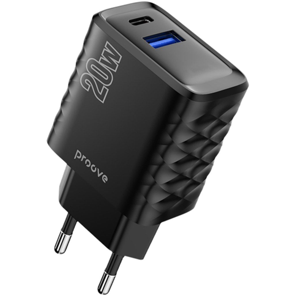 

Сетевое зарядное устройство Proove Speed Surge 20W USB-A/USB-C Black (WCSS20120001)