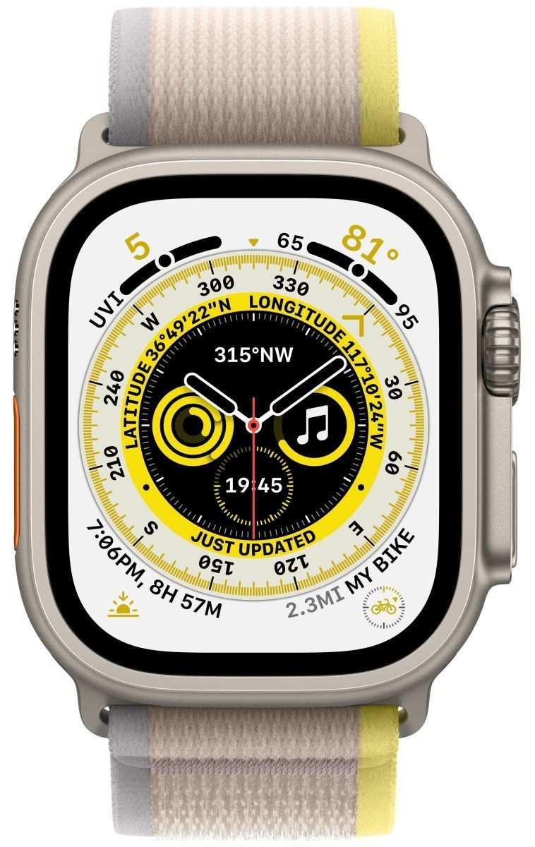 Смарт-годинник Apple Watch Ultra 49mm Titanium Case with Yellow/Beige Trail Loop S/M (MNHD3/MNHK3)