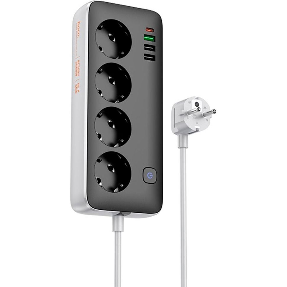 

Сетевой фильтр Hoco AC22 Sunlight 4-bit (PD30W/1C3A) EU/GER Black