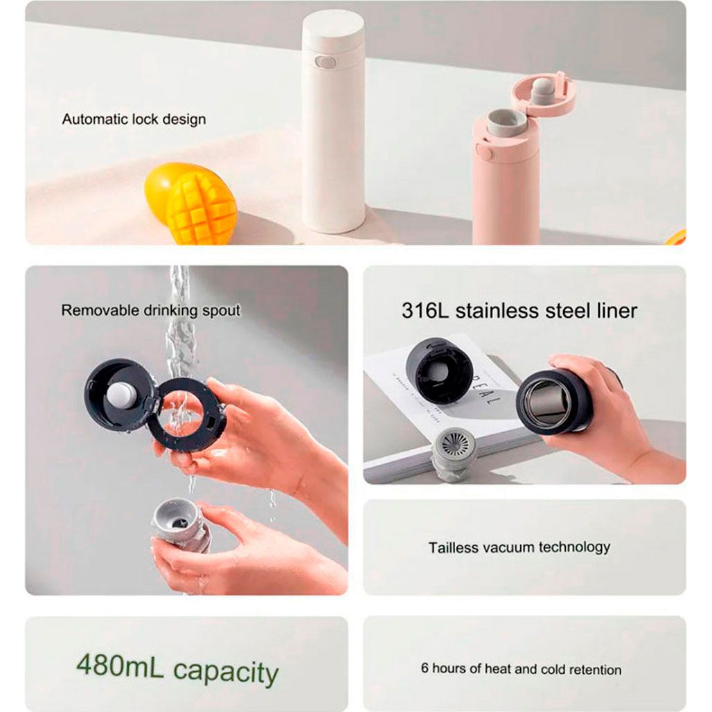 Термос Mijia Flip Version 2 480 ml White (MJTGB01PL)