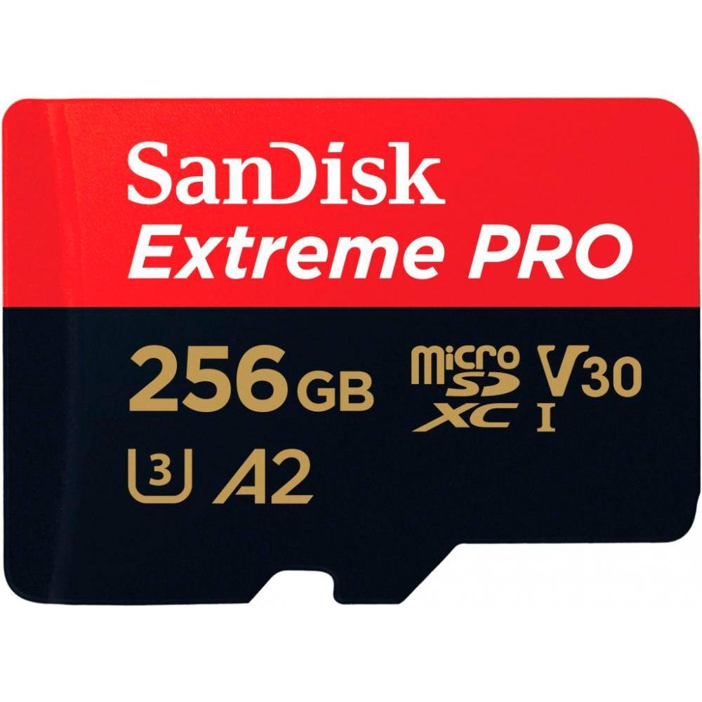 Карта пам`яті SanDisk microSDXC 256GB UHS-I Extreme Pro U3 V30 A2 + SD Adapter (SDSQXCD-256G-GN6MA)