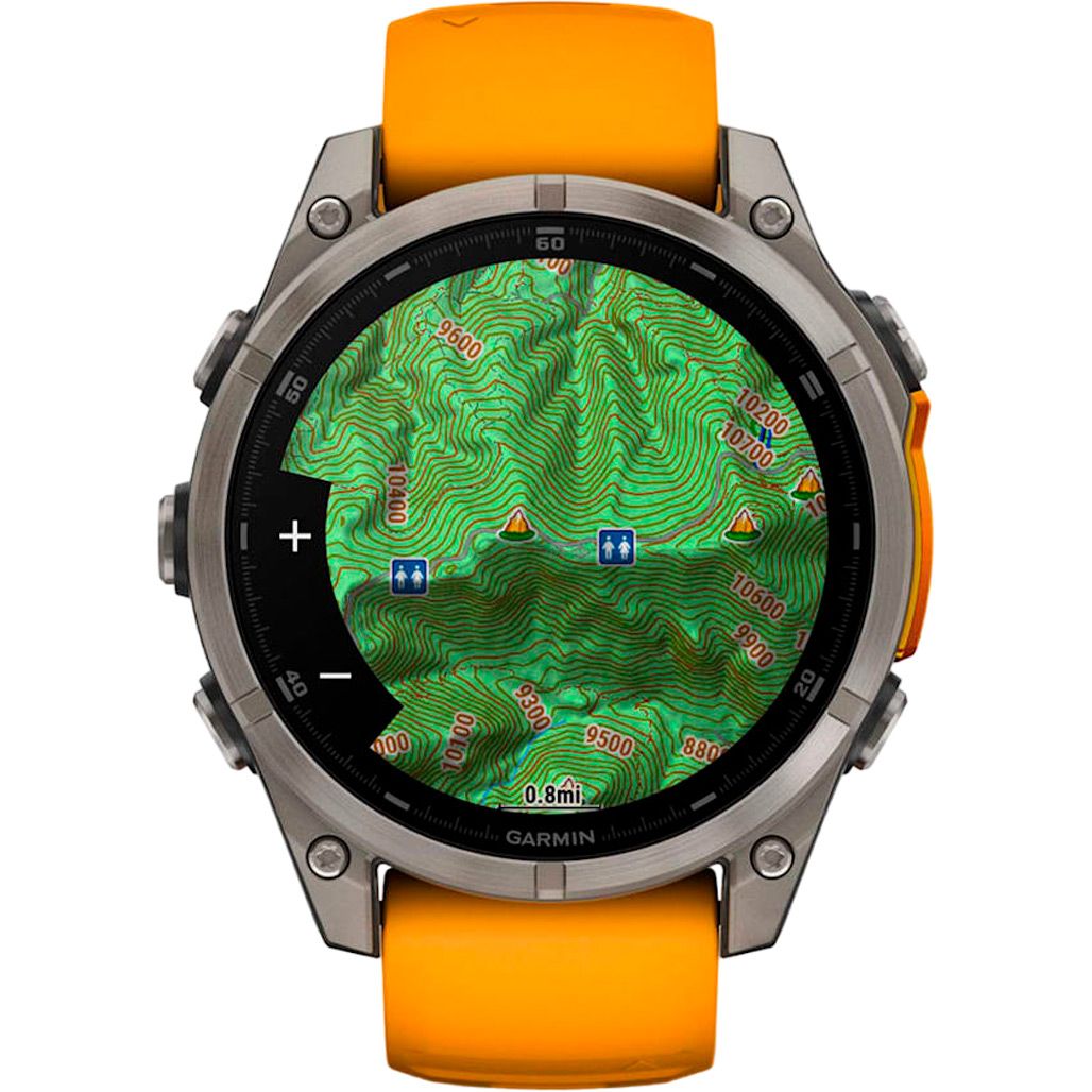 Смарт-годинник Garmin Fenix 8 AMOLED Sapphire 47mm Titanium with Spark Orange/Graphite Silicone Band (010-02904-10)