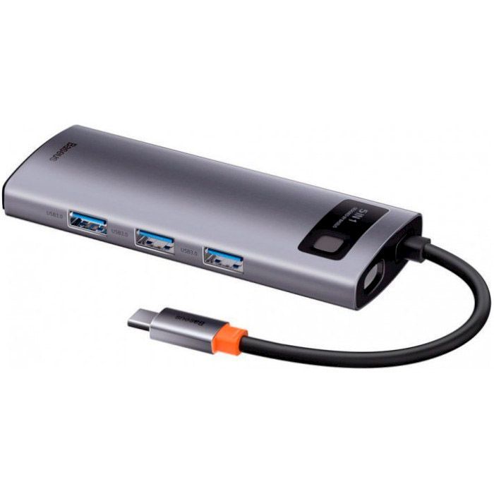 USB-хаб Baseus Metal Gleam Series 5 в 1 Multifunctional Gray (WKWG020013)