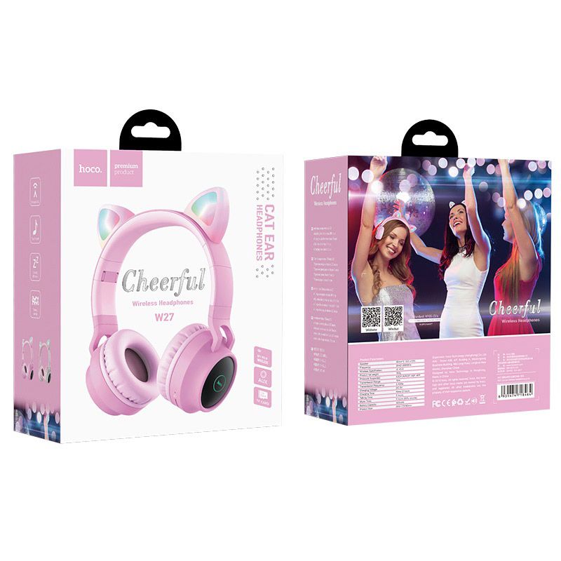 Навушники Hoco W27 Cat Ear Stereo Bluetooth Headphones Pink (718464)