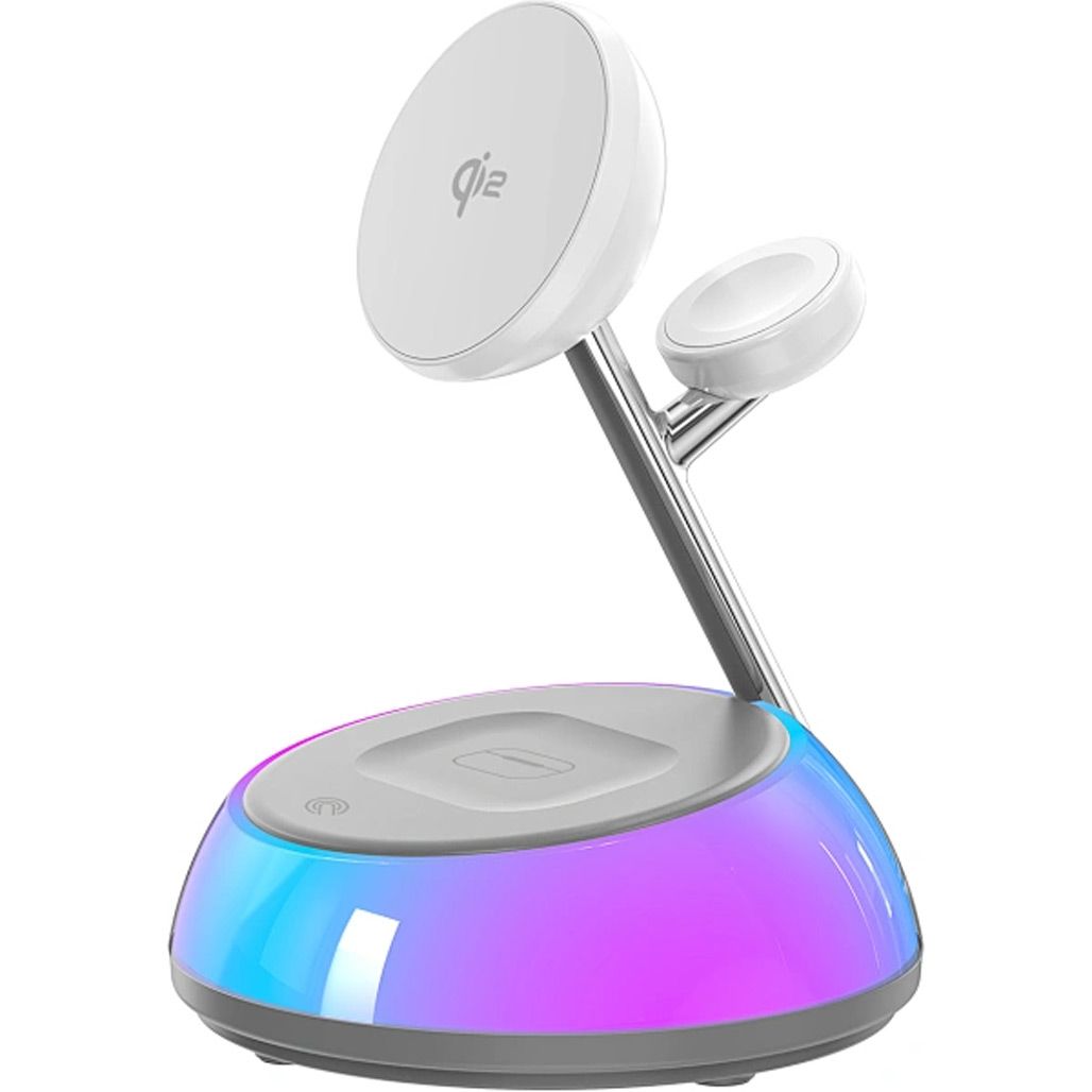 

Беспроводное зарядное устройство Wiwu 3in1 Aurora Qi2 with MagSafe White (Wi-W036)