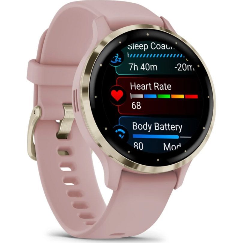 Смарт-годинник Garmin Venu 3S Soft Gold Steel Bezel with Dust Rose Case and Silicone Band (010-02785-03/53)