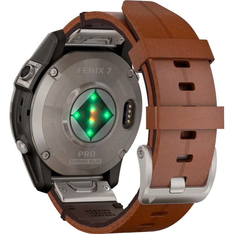 Смарт-годинник Garmin Fenix 7 Pro Sapphire Solar Edition Titanium with Chestnut Leather Band (010-02777-30) 