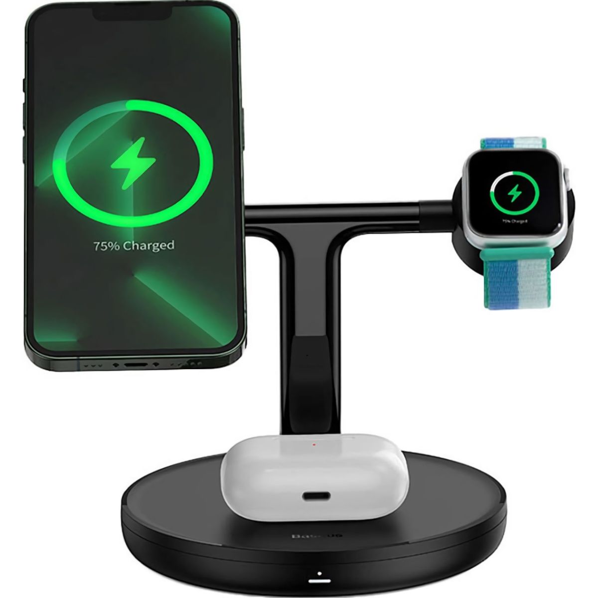 Бездротовий зарядний пристрій Baseus Swan 3in1 Wireless Magnetic Charging Bracket 20W Black (WXTE000101)