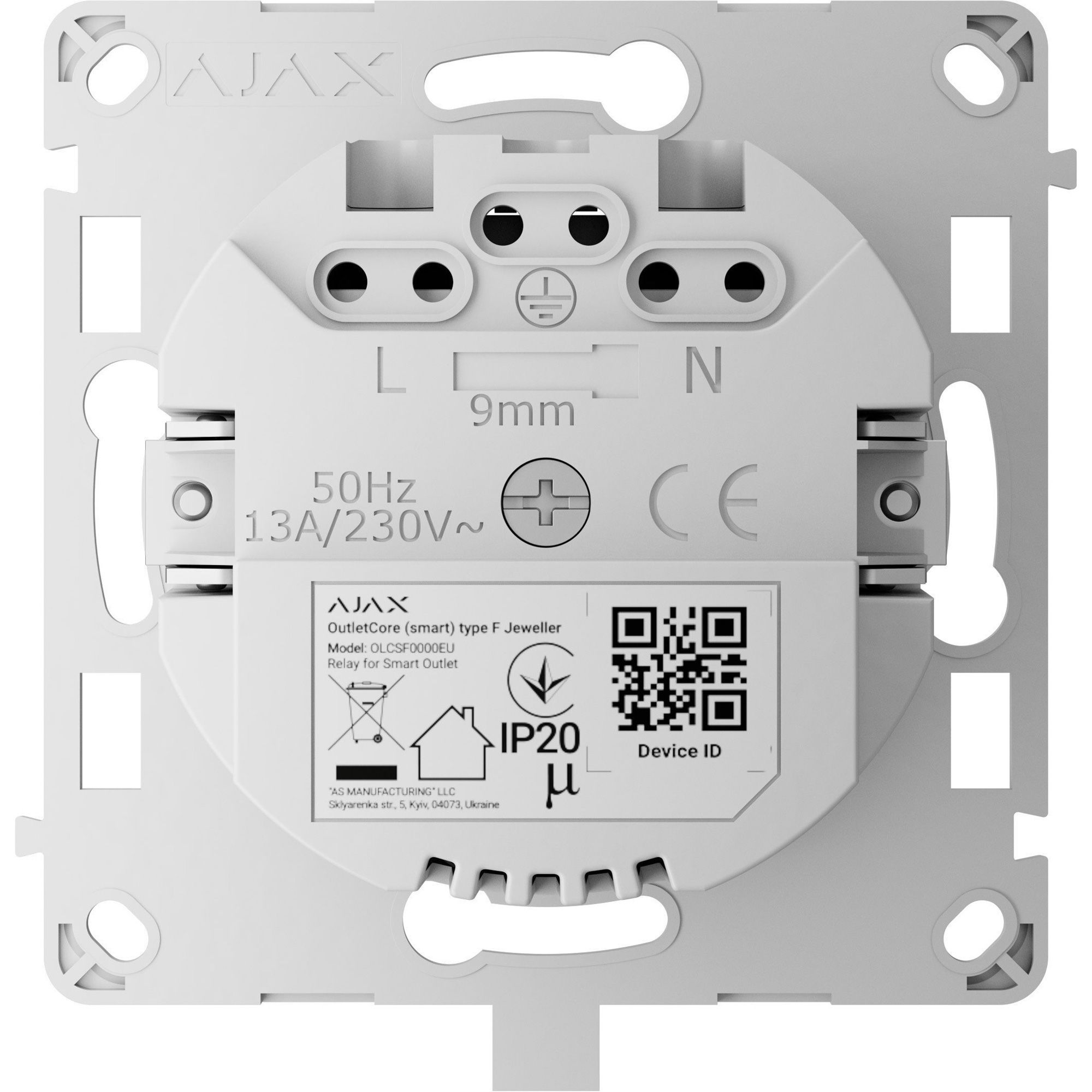 

Умное реле Ajax Relay OutletCore для Outlet type F Jeweller (000038774)