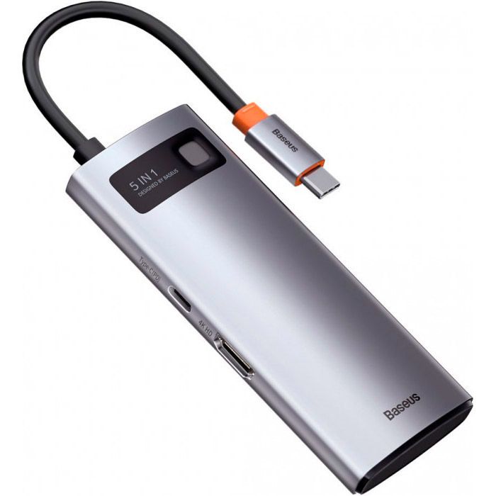 USB-хаб Baseus Metal Gleam Series 5 в 1 Multifunctional Gray (WKWG020013)