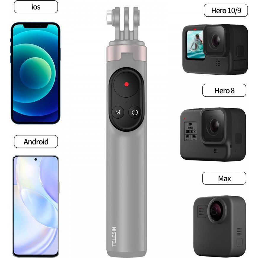 Штатив-монопод Telesin Remote Control Selfie Stick для GoPro 11/10/9/8/Max (TE-RCSS-001)