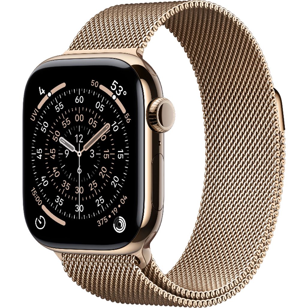 

Смарт-годинник Apple Watch Series 11 GPS + Cellular 42mm Gold Titanium Case with Gold Milanese Loop (MF8Y4)