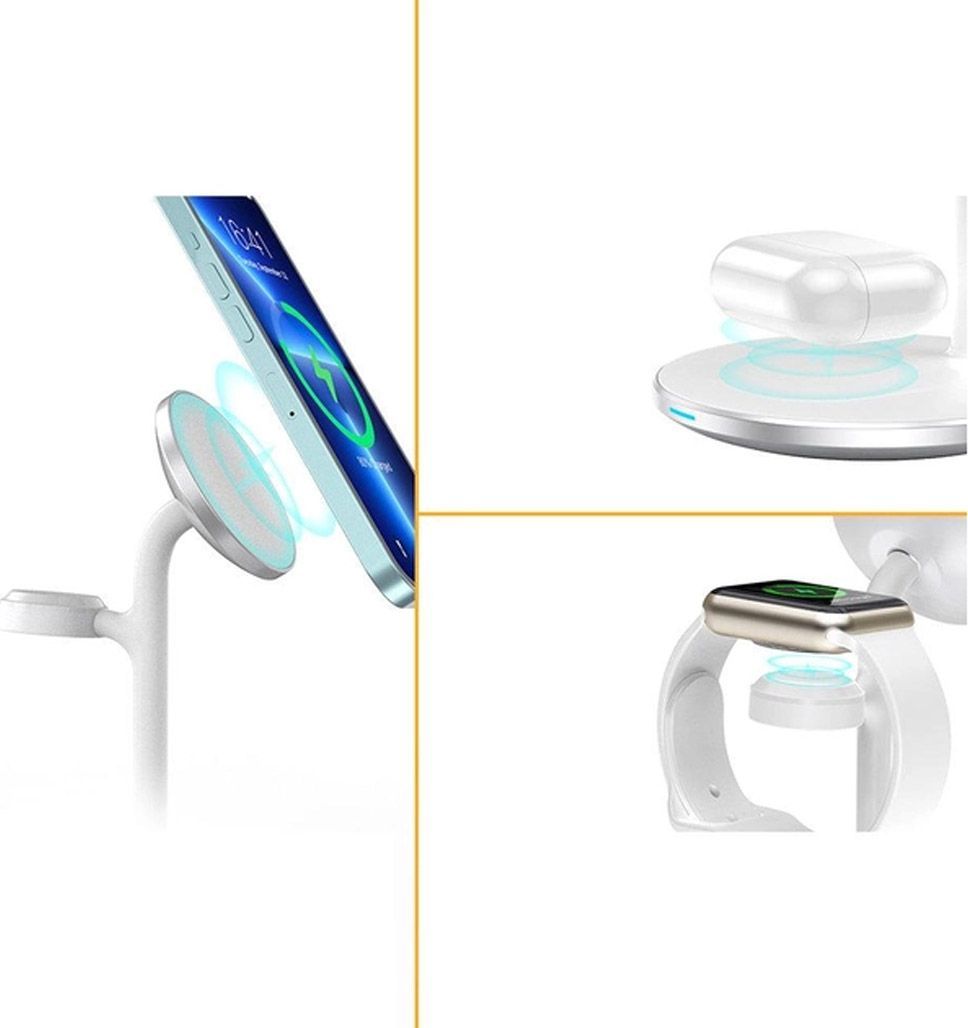 Бездротовий зарядний пристрій Choetech T585-F 3 в 1 Magnetic Wireless Charging White
