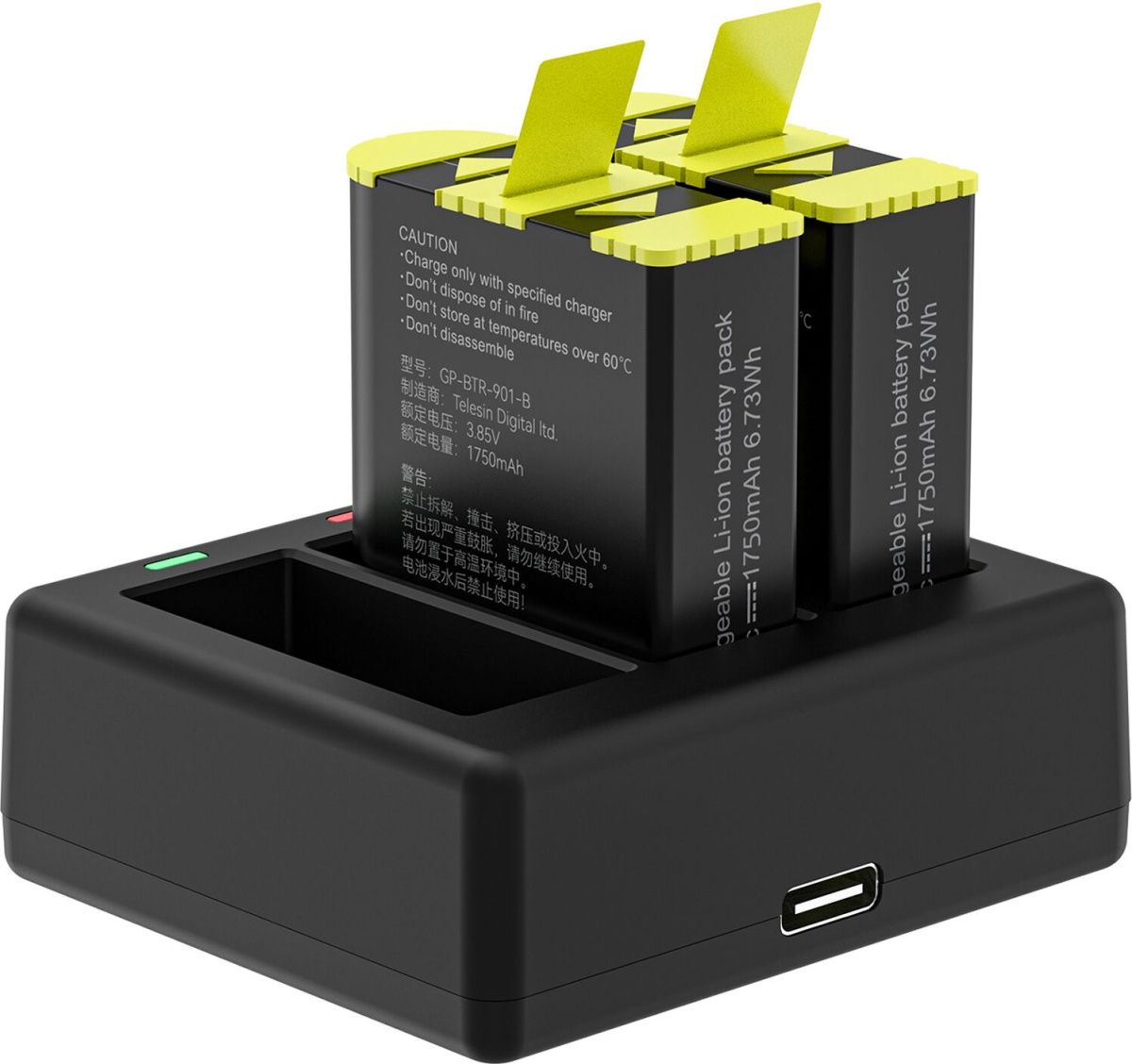 Зарядний пристрій Telesin 3 Slots Battery Charger + 2 акумулятори для Hero 9/10 (GP-BTR-903)