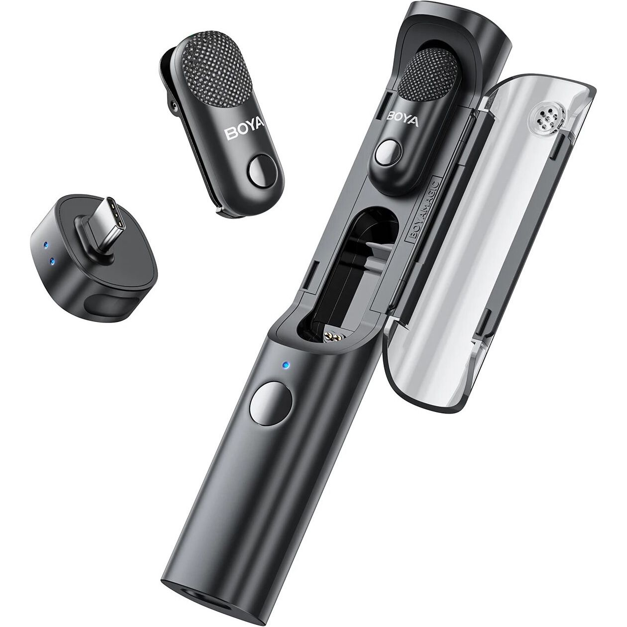 

Микрофонная радиосистема Boya Magic 05 USB-C with 2 TX + 1 RX Black