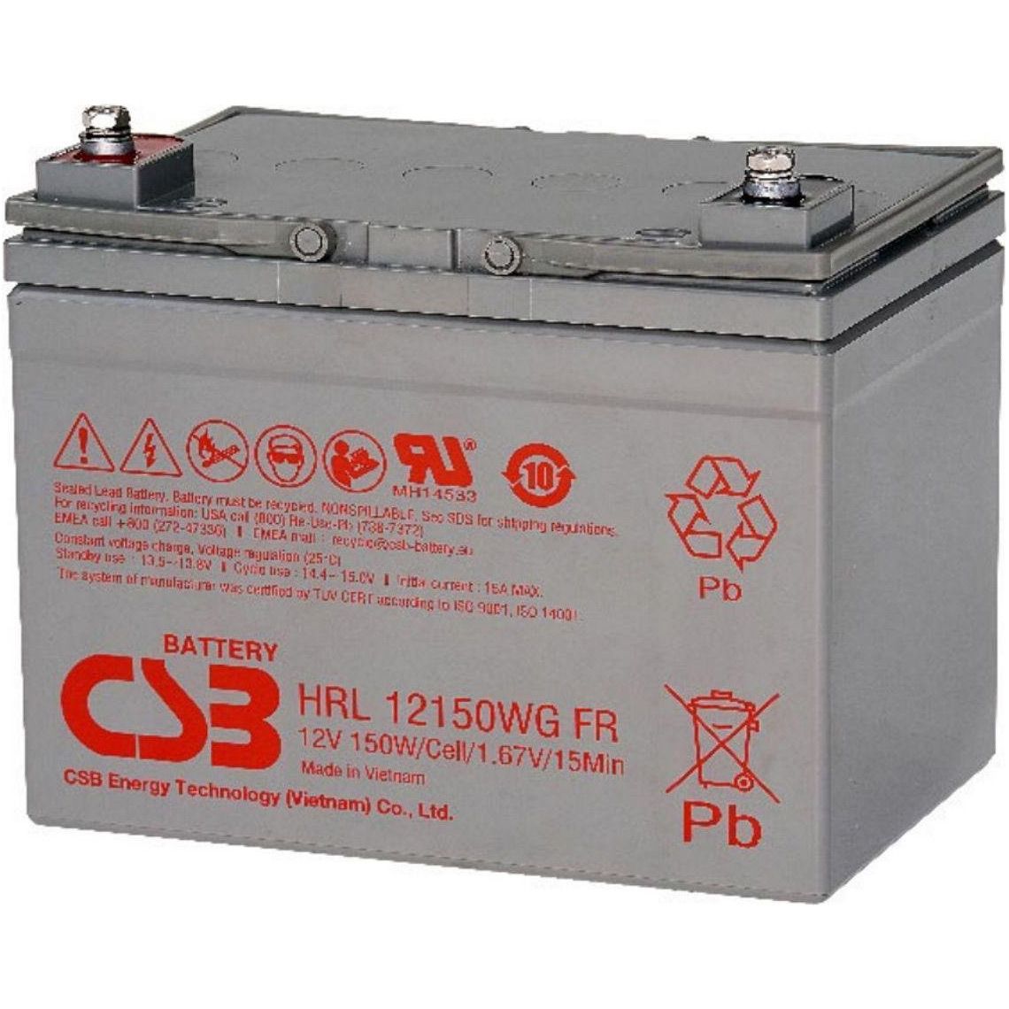 

Аккумулятор CSB AGM 12V (12V/38Ah/456Wh) (HRL12150WGFR)