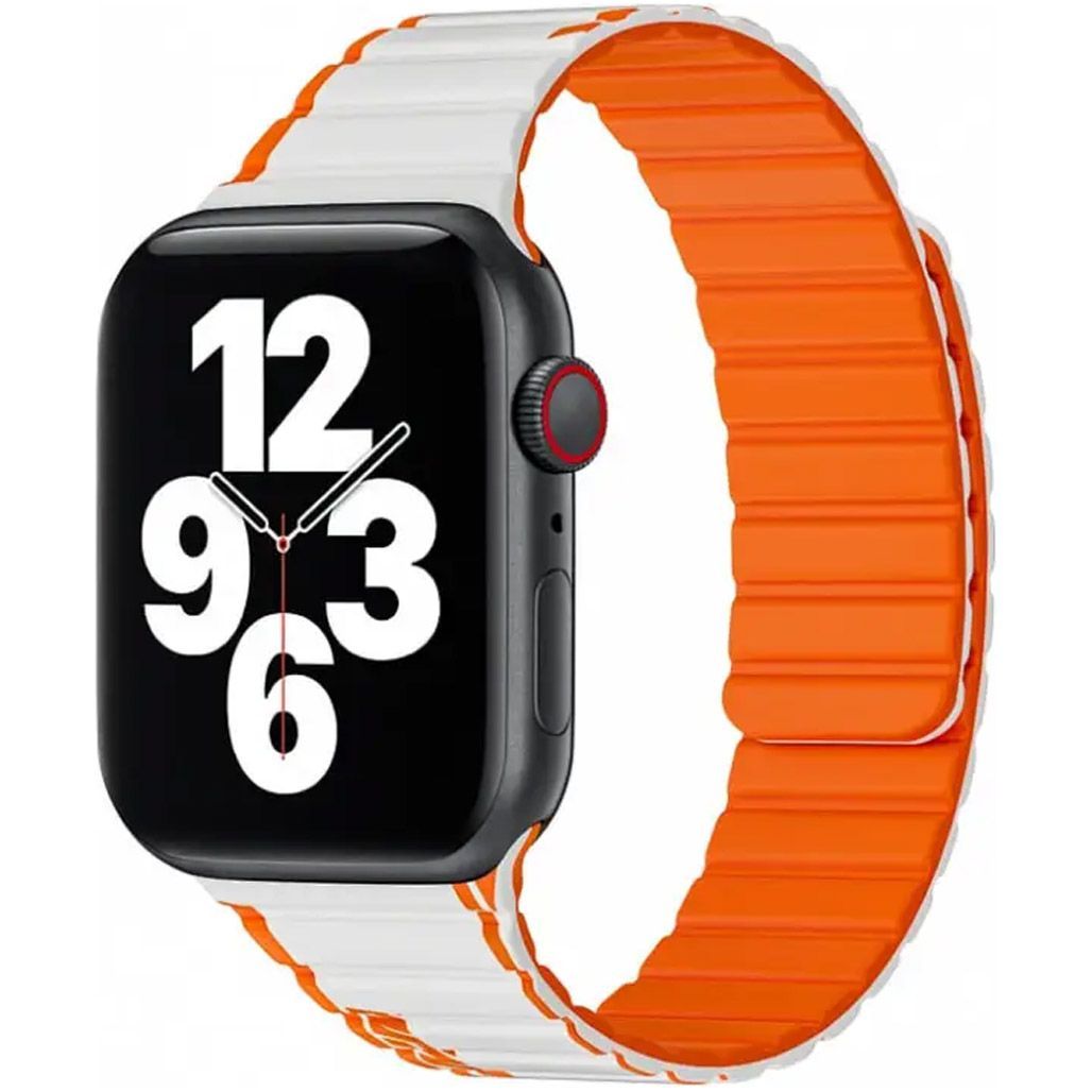 

Ремешок WiWU Wi-WB010 Smart Magnetic Silicone для Apple Watch 42/44/45/49mm White/Orange