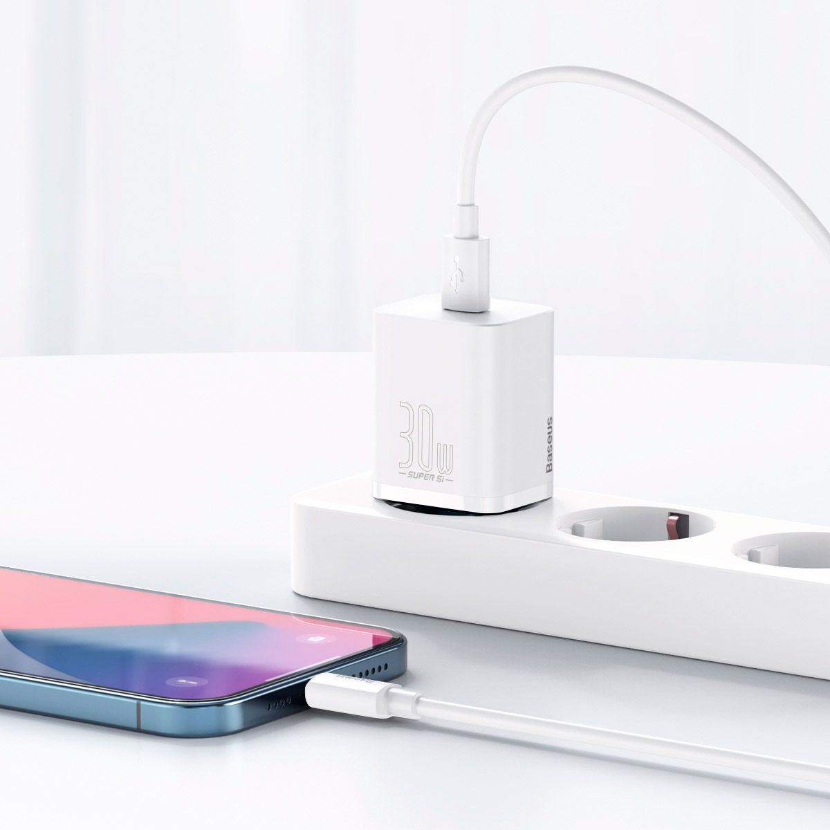 Мережевий зарядний пристрій Baseus Super Silicone PD 30W Type-C White (CCSUP-J02)