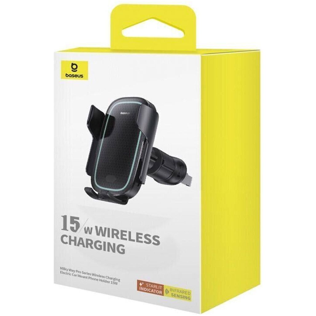 Автотримач із бездротовою зарядкою Baseus Milky Way Pro Series Black (C40357000111-00)