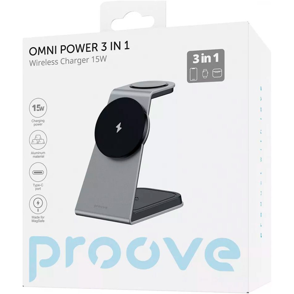 Бездротовий зарядний пристрій Proove Omni Power 3in1 Gray (WSOP15020003)