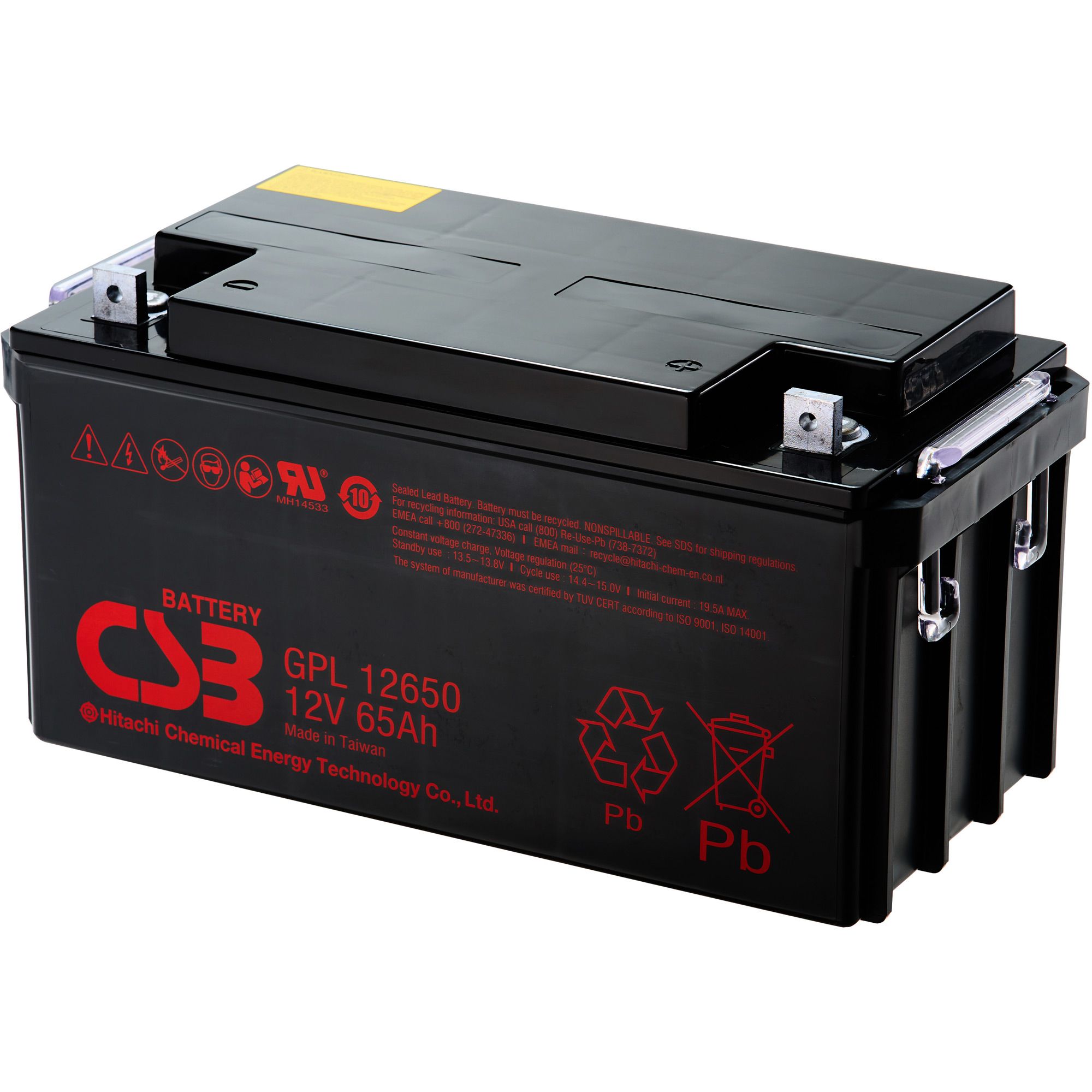 

Аккумулятор CSB AGM 12V (12V/65Ah/780Wh) (GPL12650)