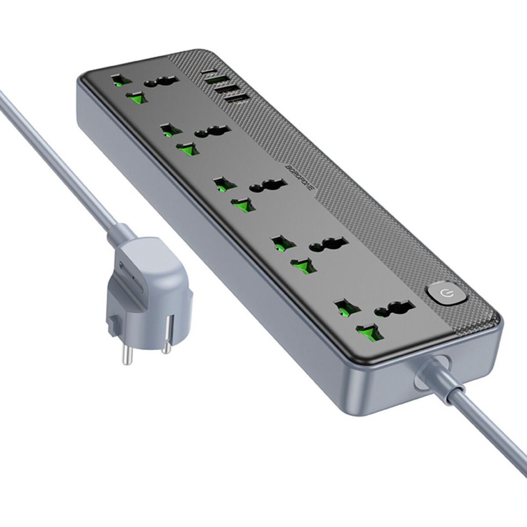 Мережевий фільтр Borofone BAC4A Lord 5 socket Black/Gray (1C3A) EU 