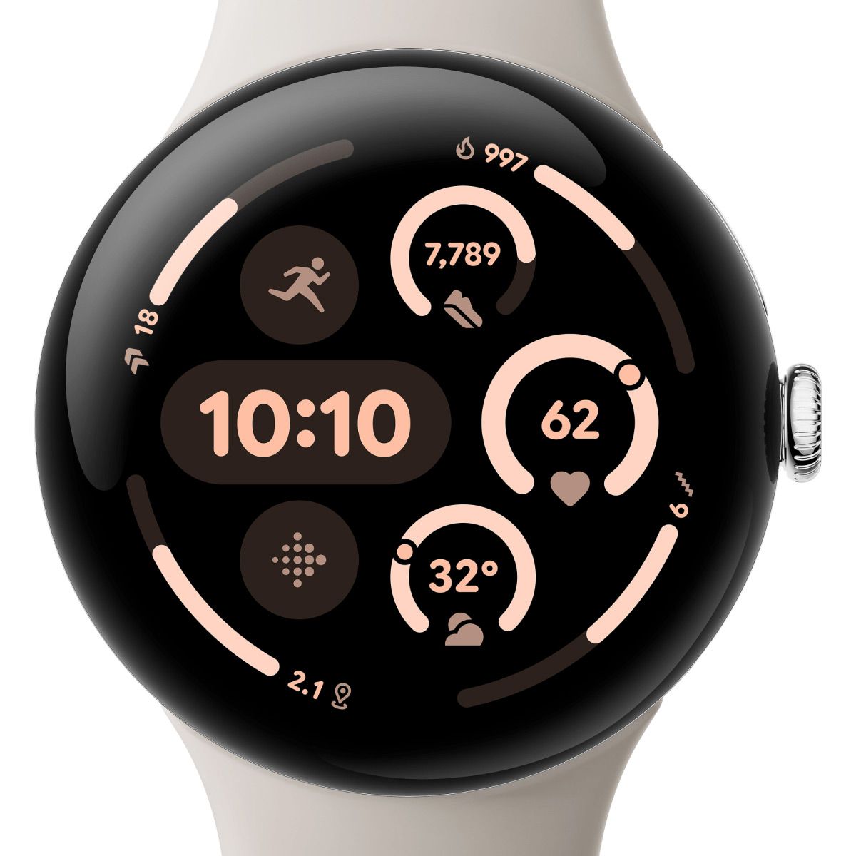 Смарт-годинник Google Pixel Watch 3 45mm Polished Silver/Porcelain Band