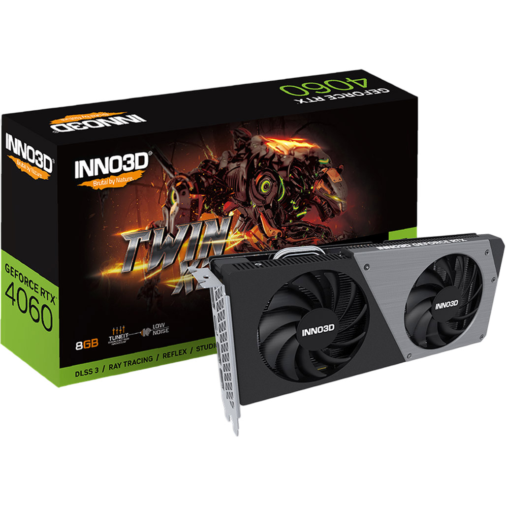 

Відеокарта Inno3D GeForce RTX 4060 Twin X2 OC 8GB (N40602-08D6-173051N) UA