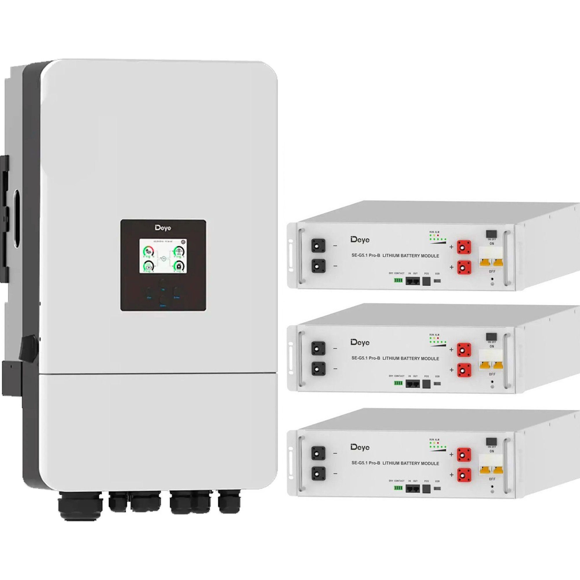 

Система хранения энергии Deye SUN-10K-SG05LP3-EU-SM2 10kW + 3 АКБ SE-G5.1 Pro-B 15.36 kWh (51.2V/100Ah/5120Wh)