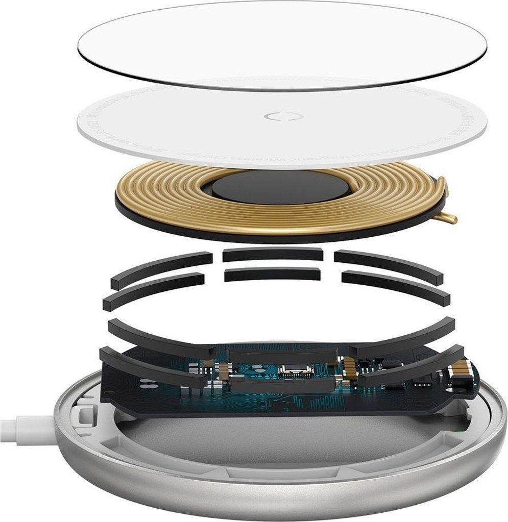 Бездротовий зарядний пристрій Baseus Simple Mini Magnetic Wireless Charger White (WXJK-F02)