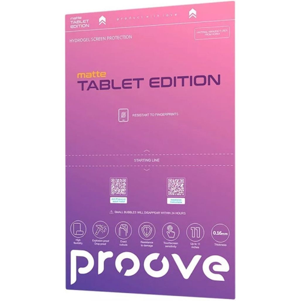 

Гидрогелевая защитная пленка Proove Hydrogel Screen Protection Tablet Edition Basic Size L Matte (GGTB21600110)