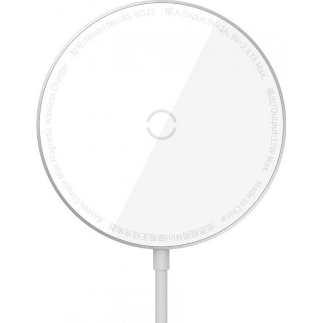 Бездротовий зарядний пристрій Baseus Simple Mini Magnetic Wireless Charger White (WXJK-F02)