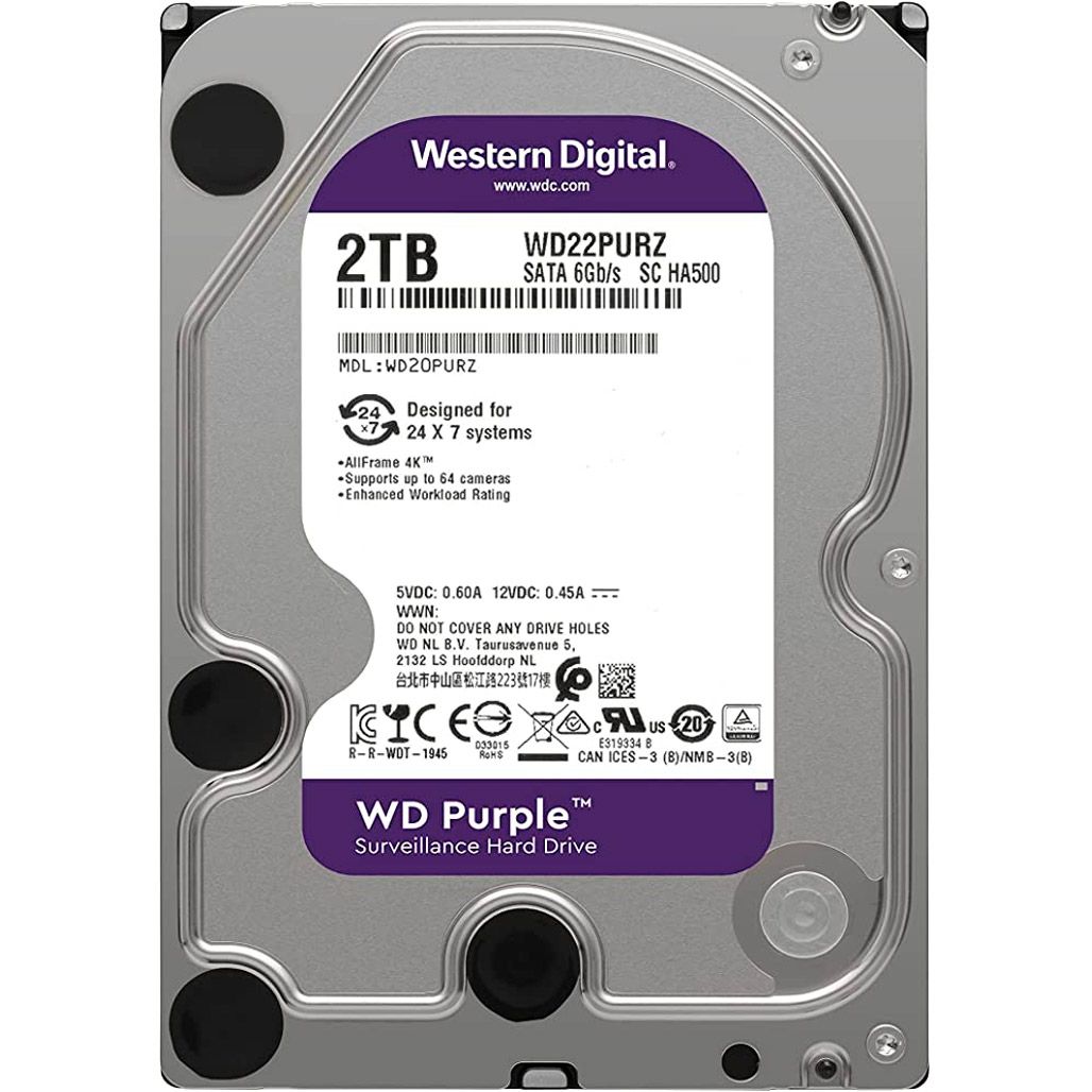 

Жорсткий диск 3.5" WD Purple 2TB SATA 256MB (WD22PURZ)