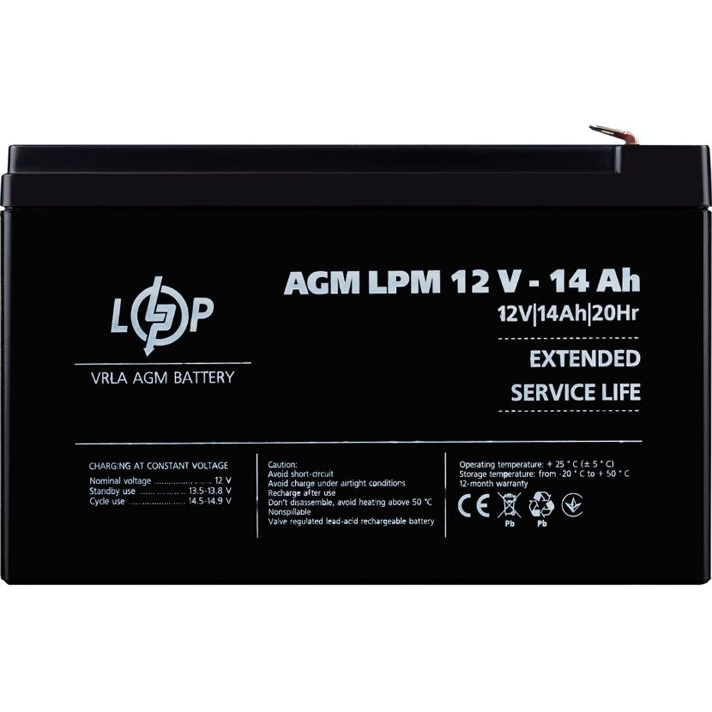 

Аккумулятор LogicPower AGM 12V (12V/14Ah/168Wh) (4161)
