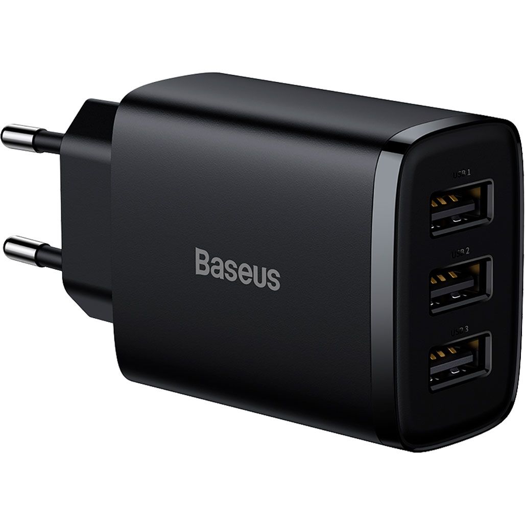 Сетевое зарядное устройство Baseus Compact Charger 3U 17W 3USB Black (CCXJ020101)