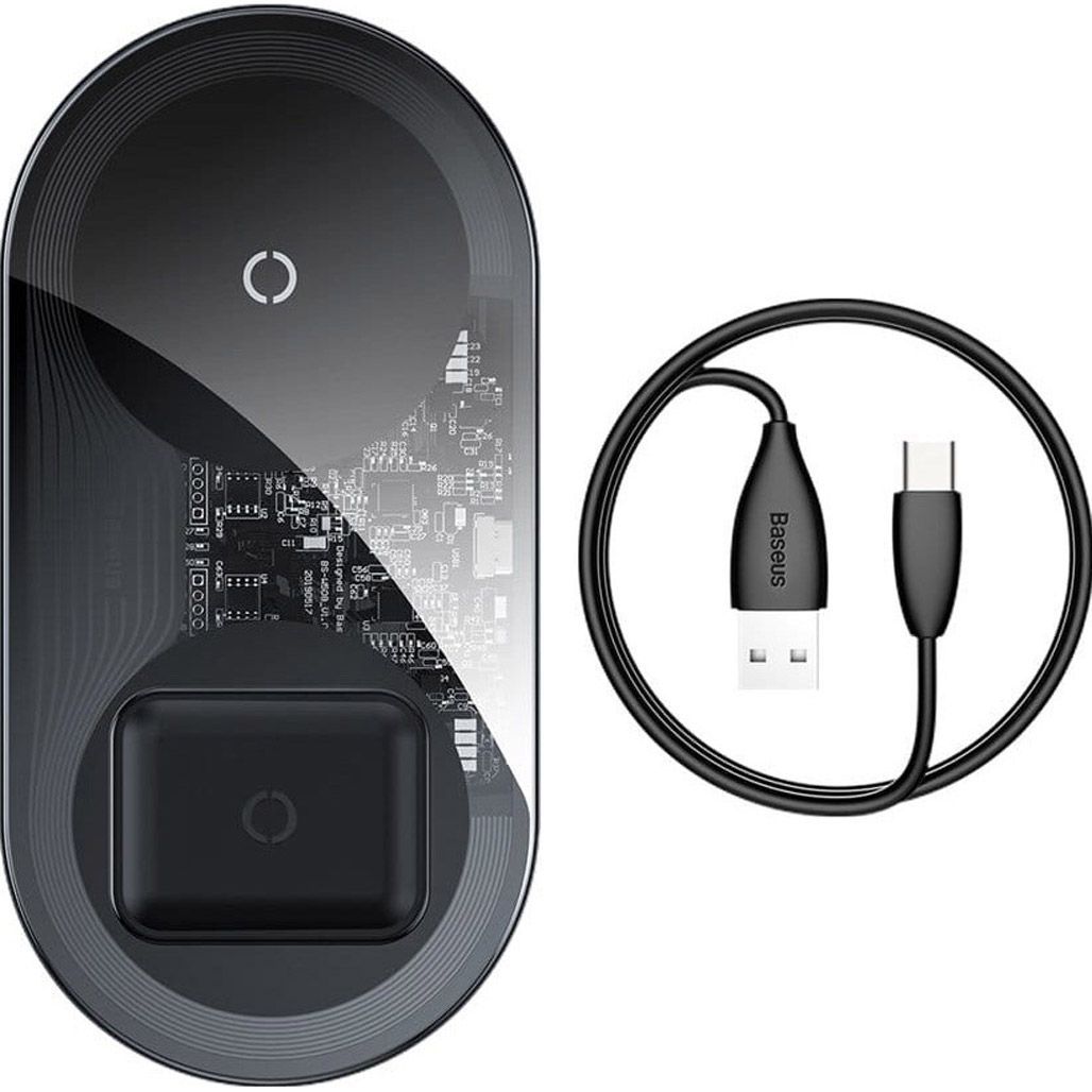 

Бездротовий зарядний пристрій Baseus Simple 2in1 Wireless Charger 18W Transparent (WXJK-A01)