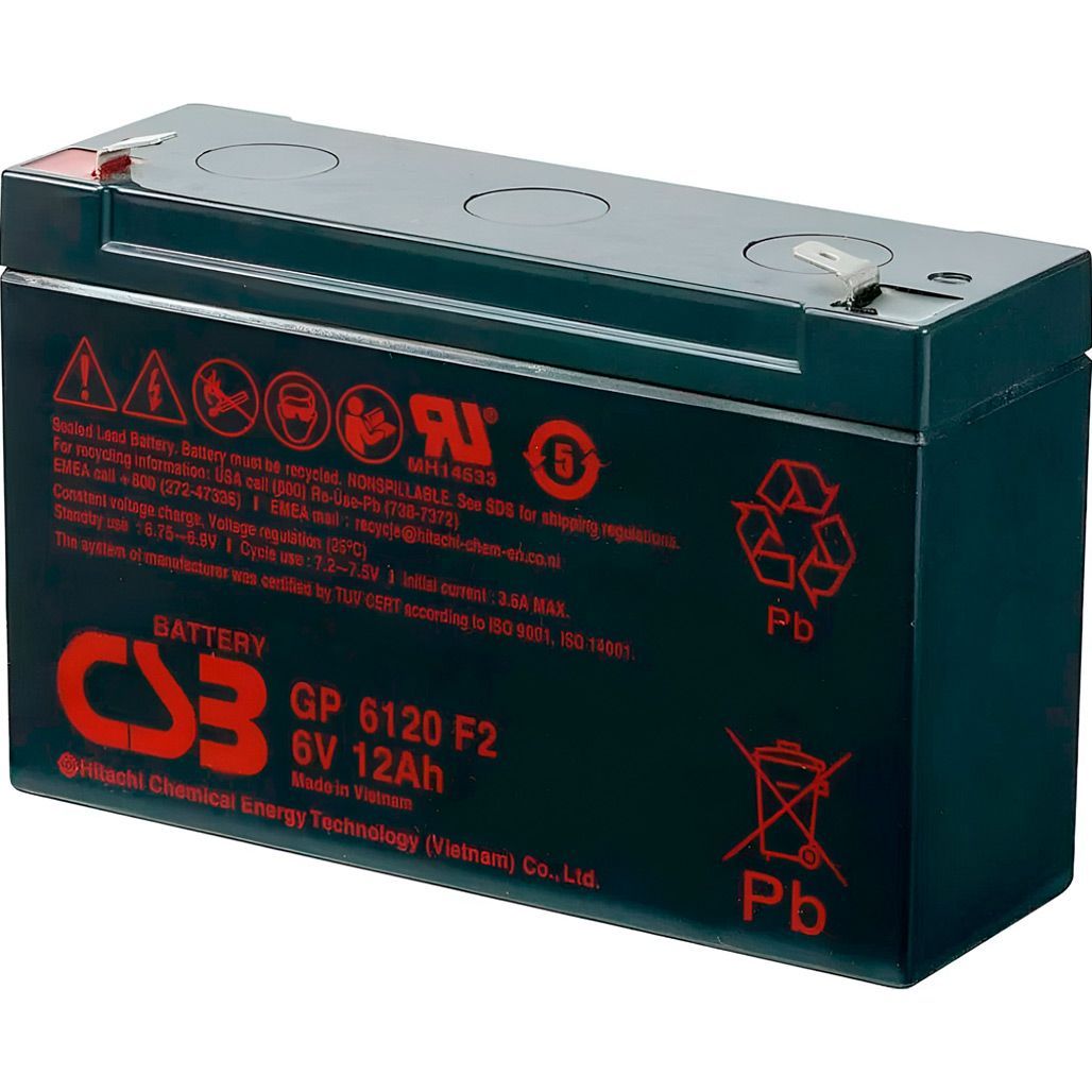 

Аккумулятор CSB AGM 6V (6V/12Ah/72Wh) (GP6120F2)