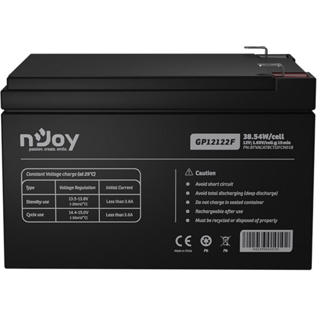 

Аккумулятор Njoy GP12122F AGM 12V (12V/12Ah/144Wh) (BTVACATBCTI2FCN01B)