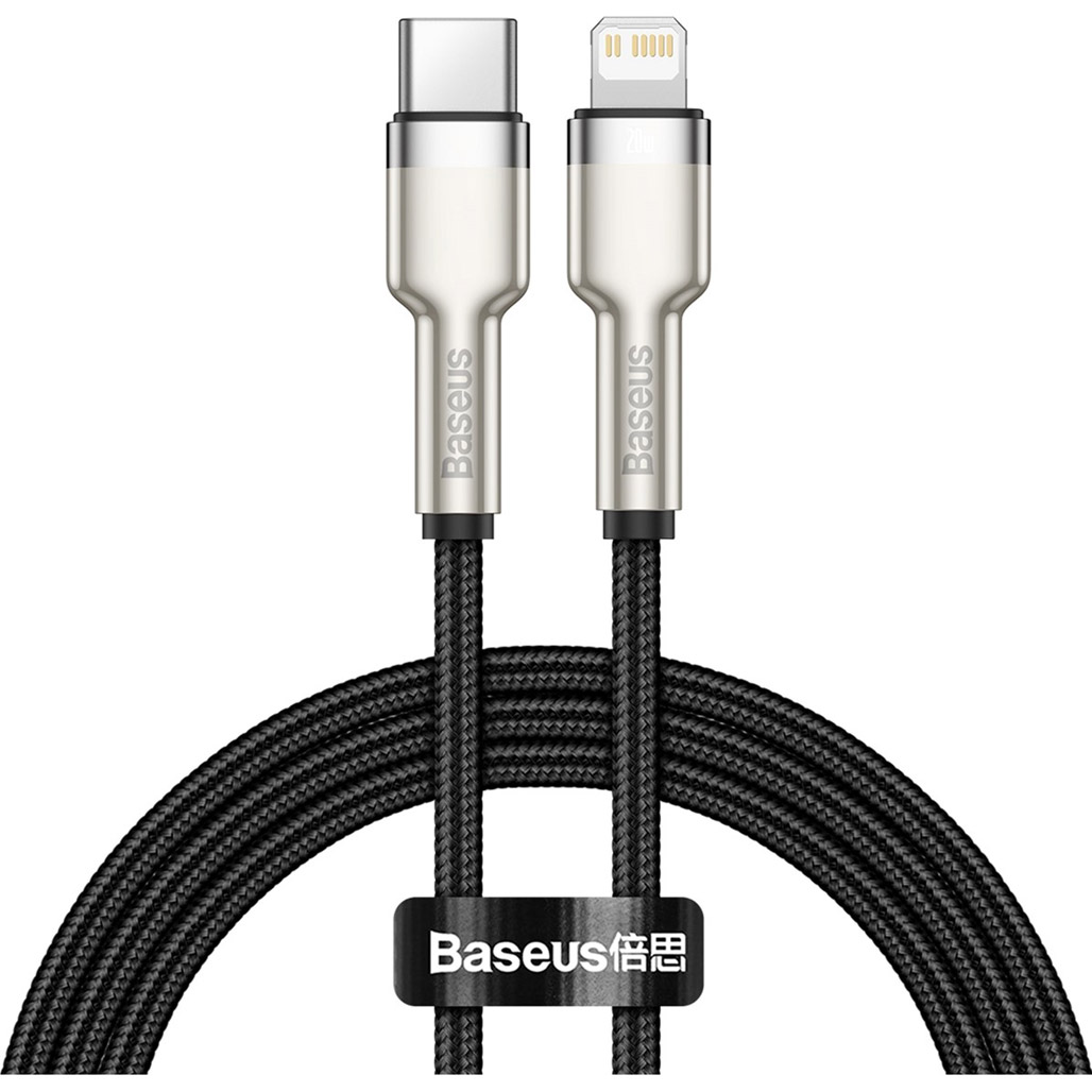 

Кабель Baseus Cafule Metal USB-C to Lightning PD 20W 0.25m Black (CATLJK-01)