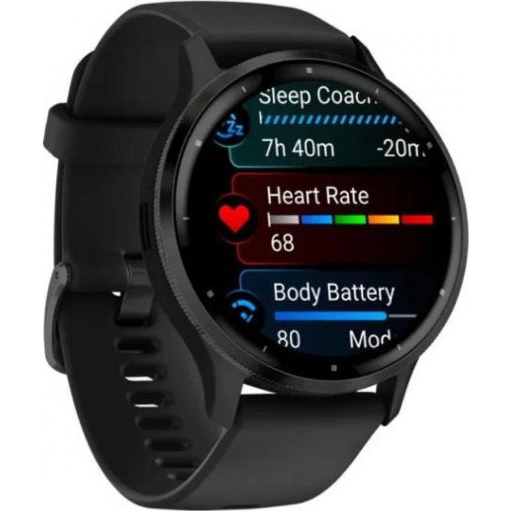 Смарт-годинник Garmin Venu 3 Slate Stainless Steel Bezel with Black Case and Silicone Band (010-02784-01)