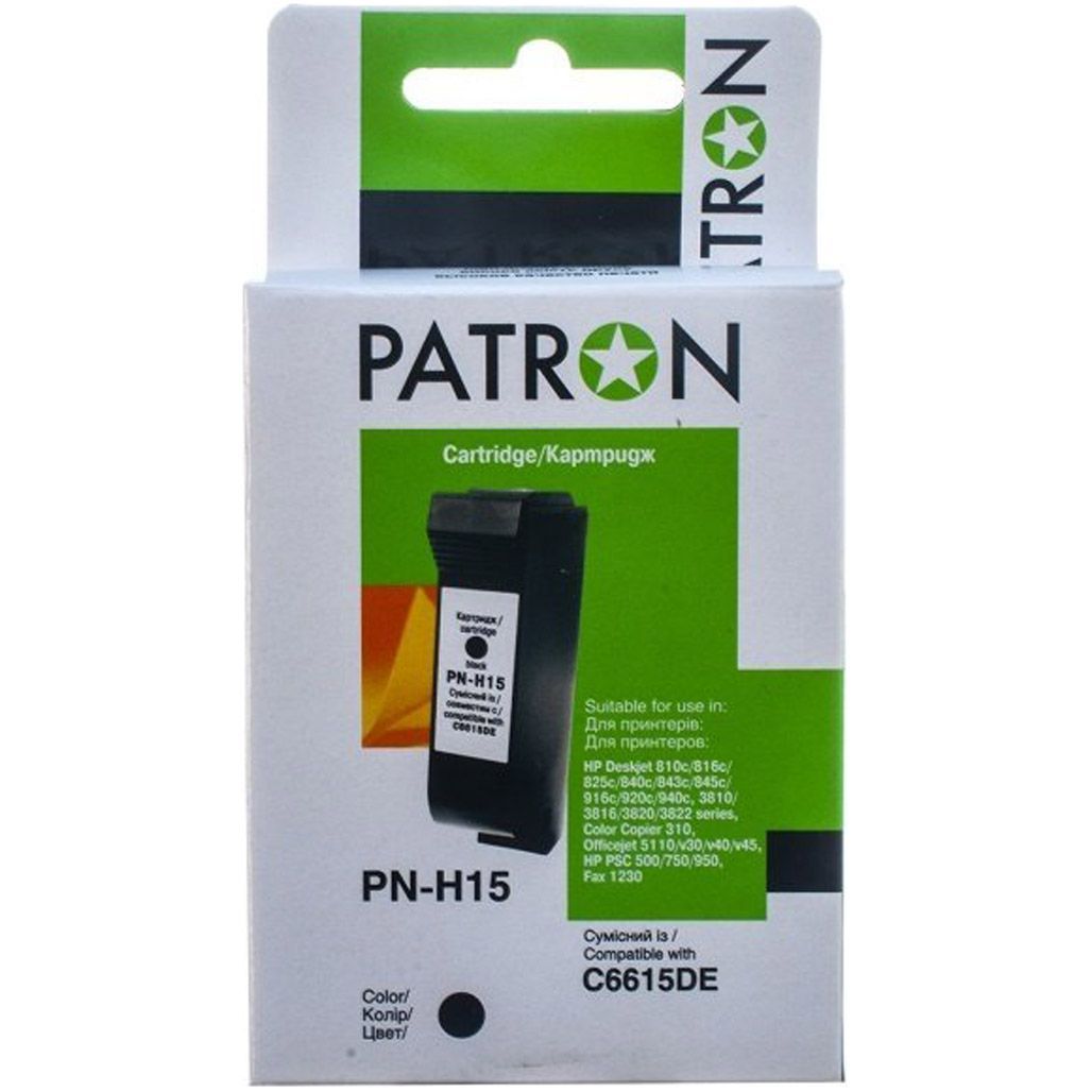 

Струменевий картридж Patron PN-H15 (CI-HP-C6615DE-B-PN)