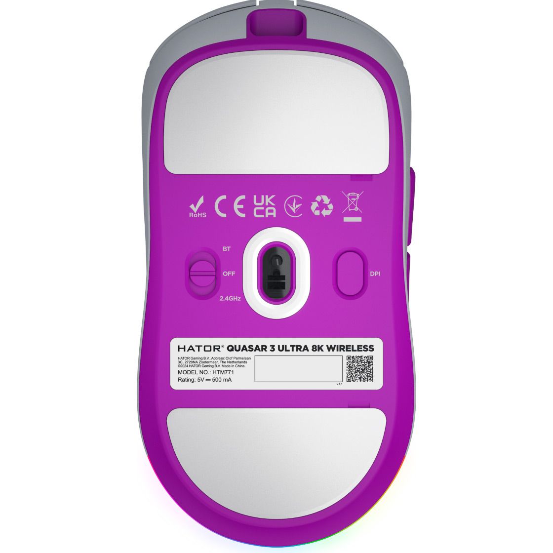 Миша Hator Quasar 3 Ultra 8K Wireless White/Violet (HTM771) 