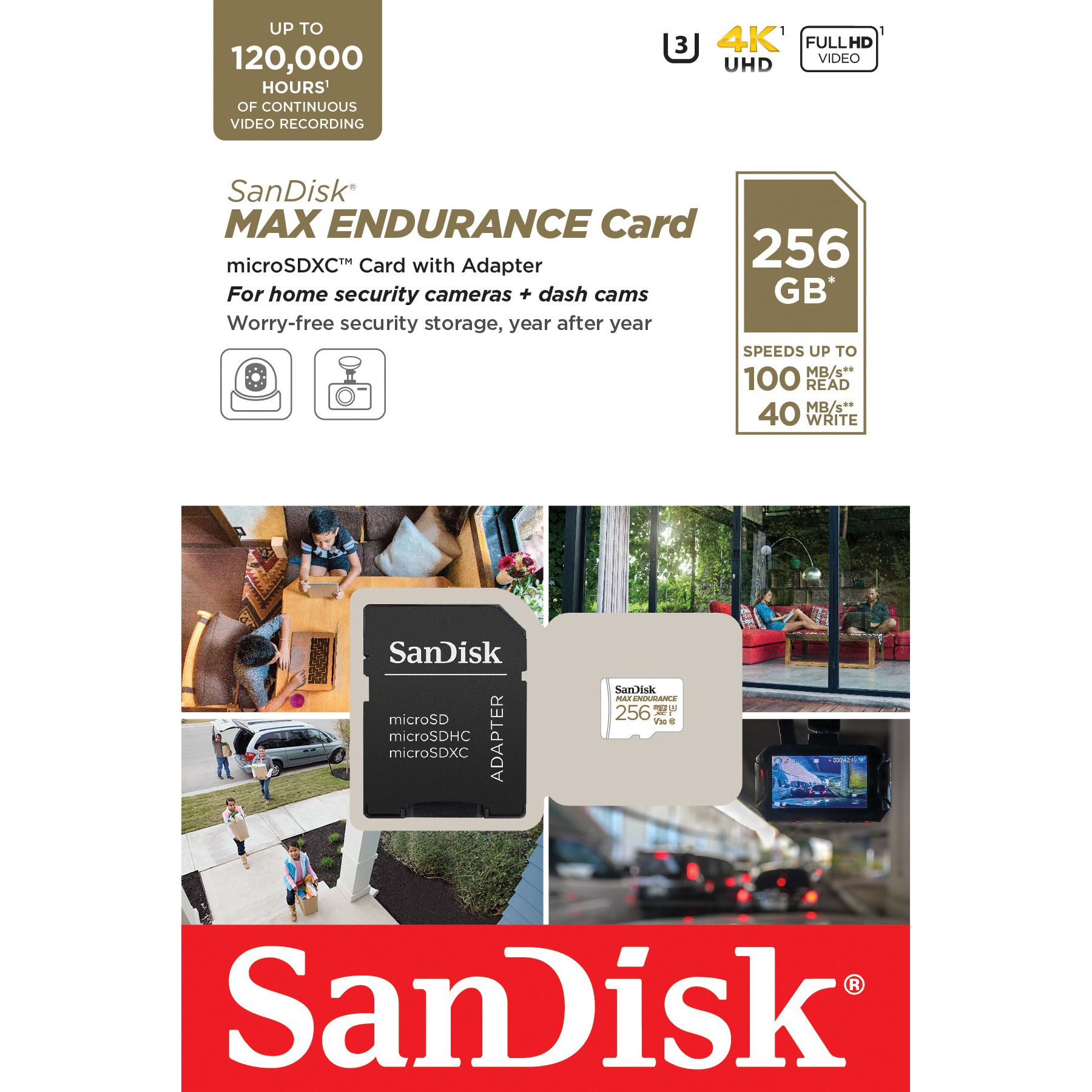 

Карта пам'яті SanDisk microSDXC 256GB UHS-I Max Endurance U3 V30 R-100MB/s + SD Adapter (SDSQQVR-256G-GN6IA)