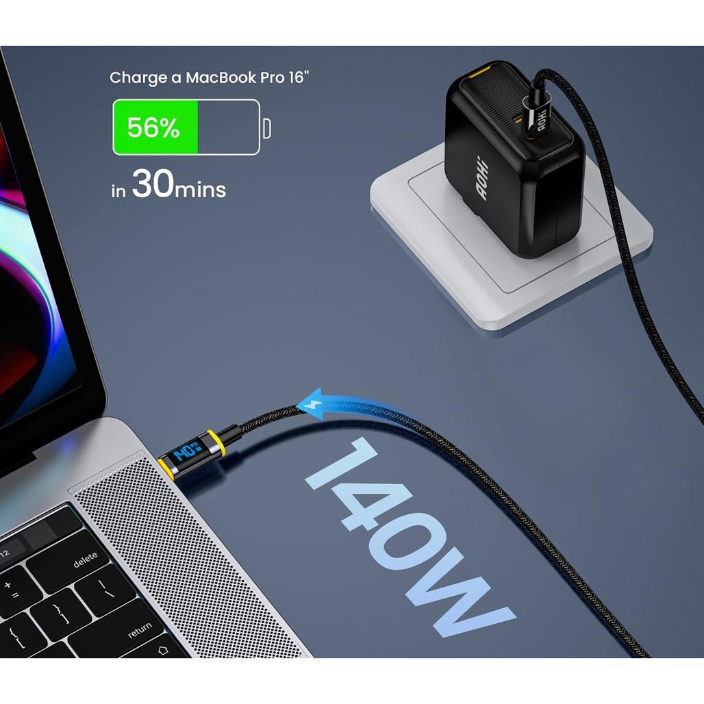 Кабель AOHi Magline+ UCB-C to USB-C Cable 1m 140w AOC-L010 (B0BVBBG94F)